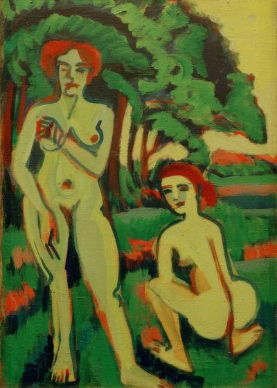 Deux nus féminins verts aux cheveux roux - Ernst Ludwig Kirchner